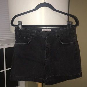 Black High Waisted Denim Shorts
